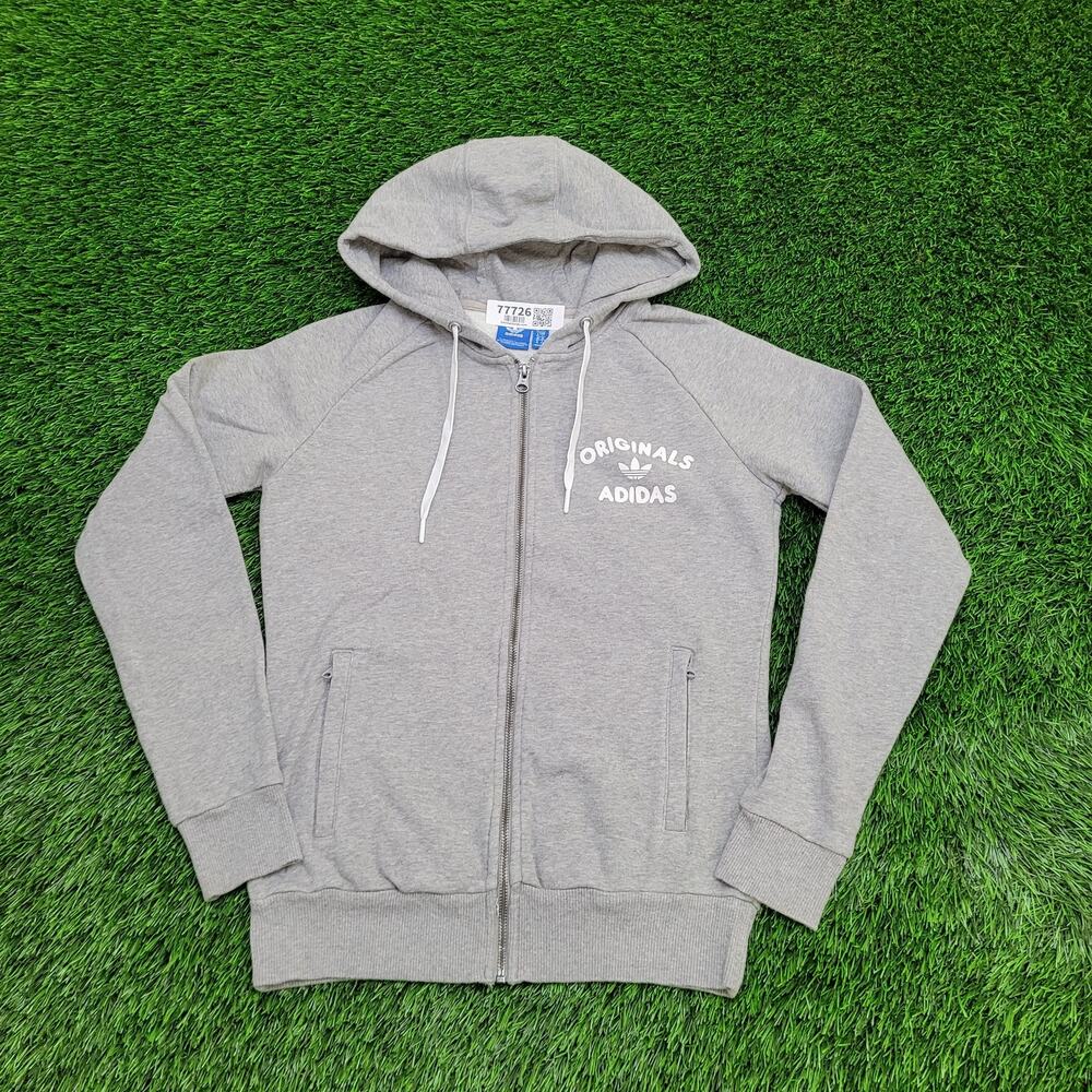ADIDAS Cropped Zip Hoodie Womens Small 18x24 Gray